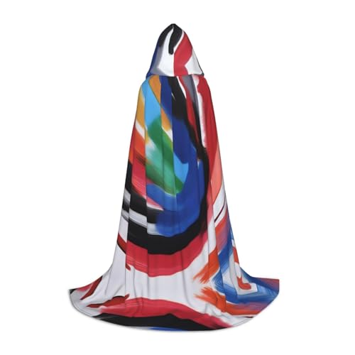 QHZLY 110 cm - 170 cm, ein Kapuzenumhang mit Pinselstrichen, Größe S für Festival, Cosplay, Maskerade, Bühne und Themenparty QHZLY 110 cm - 170 cm, ein Kapuzenumhang mit Pinselstrichen, Größe S für Festival, Cosplay, Maskerade, Bühne und Themenparty von QHZLY