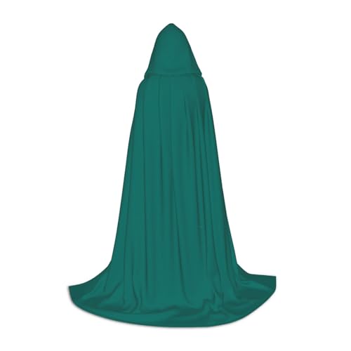 QHZLY 110 cm - 170 cm, einfarbiger dunkelgrüner Kapuzenumhang, Größe S für Festival, Cosplay, Maskerade, Bühne und Themenparty von QHZLY