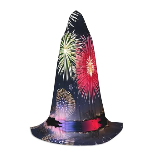 QHZLY 110 cm – 170 cm, prächtiges Feuerwerk, Kapuzenumhang, Größe S für Festival, Cosplay, Maskerade, Bühne und Themenparty von QHZLY