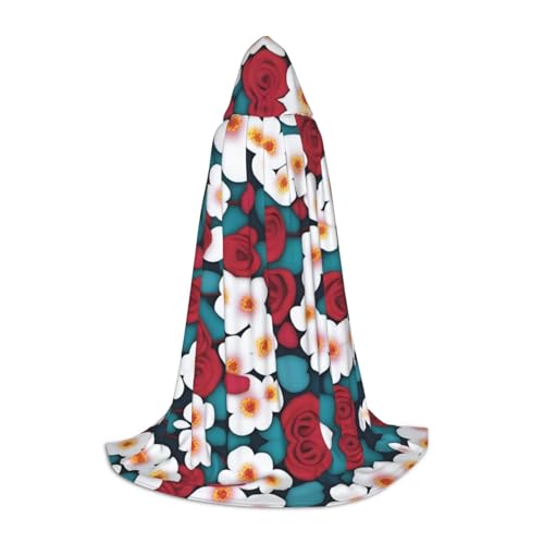 QHZLY 110 cm – 170 cm Kapuzenumhang mit Liebesblüten, Größe M für Festival, Cosplay, Maskerade, Bühne und Themenparty von QHZLY