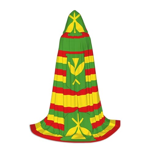 QHZLY 110 cm – 170 cm Kapuzenumhang mit hawaiianischer Flagge, Größe L für Festival, Cosplay, Maskerade, Bühne und Themenparty von QHZLY