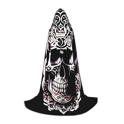 QHZLY 110 cm - 170 cm Totenkopf mit Dekorationen, Kapuzenumhang, L für Festival, Cosplay, Maskerade, Bühne und Themenparty von QHZLY