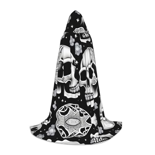 QHZLY 110 cm - 170 cm Totenkopf mit Hinweisen auf dem Kopf, Kapuzenumhang, Größe L für Festival, Cosplay, Maskerade, Bühne und Themenparty QHZLY 110 cm - 170 cm Totenkopf mit Hinweisen auf dem Kopf, Kapuzenumhang, Größe L für Festival, Cosplay, Maskerade, Bühne und Themenparty von QHZLY