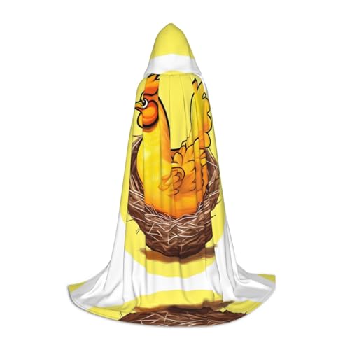 QHZLY 110 cm - 170 cm Vogelnest goldener Huhn-Umhang mit Kapuze, Größe S für Festival, Cosplay, Maskerade, Bühne und Themenparty von QHZLY