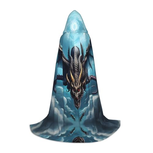 QHZLY 110 cm - 170 cm fliegender Drachen-Umhang mit Kapuze, Größe S für Festival, Cosplay, Maskerade, Bühne und Themenparty QHZLY 110 cm - 170 cm fliegender Drachen-Umhang mit Kapuze, Größe S für Festival, Cosplay, Maskerade, Bühne und Themenparty von QHZLY