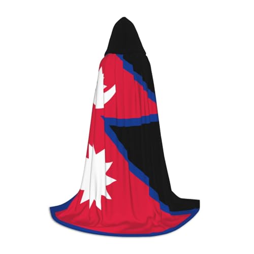 QHZLY 110 cm – 170 cm große Flagge von Nepal, Kapuzenumhang, Größe M für Festival, Cosplay, Maskerade, Bühne und Themenparty von QHZLY