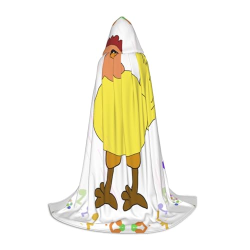 QHZLY 110 cm - 170 cm großer Kapuzenumhang mit singender Henne für Festival, Cosplay, Maskerade, Bühne und Themenparty von QHZLY