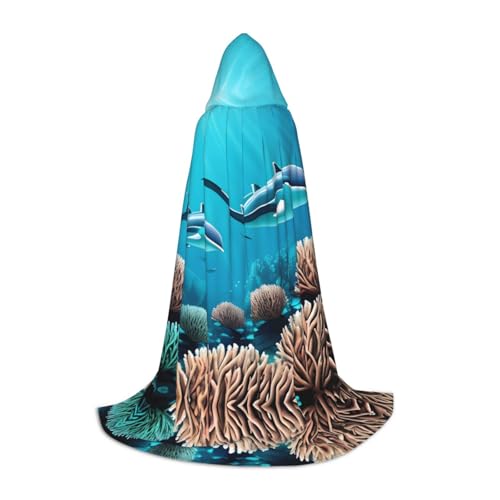 QHZLY 110 cm – 170 cm großer Umhang mit Kapuze für Festivals, Cosplay, Maskerade, Bühne und Themenpartys von QHZLY