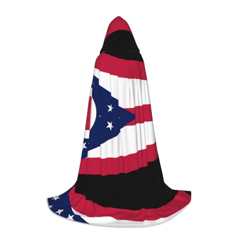 QHZLY 110 cm – 170 cm großer Umhang mit Ohio-Flagge, mit Kapuze, Größe L, für Festival, Cosplay, Maskerade, Bühne und Themenparty QHZLY 110 cm – 170 cm großer Umhang mit Ohio-Flagge, mit Kapuze, Größe L, für Festival, Cosplay, Maskerade, Bühne und Themenparty von QHZLY