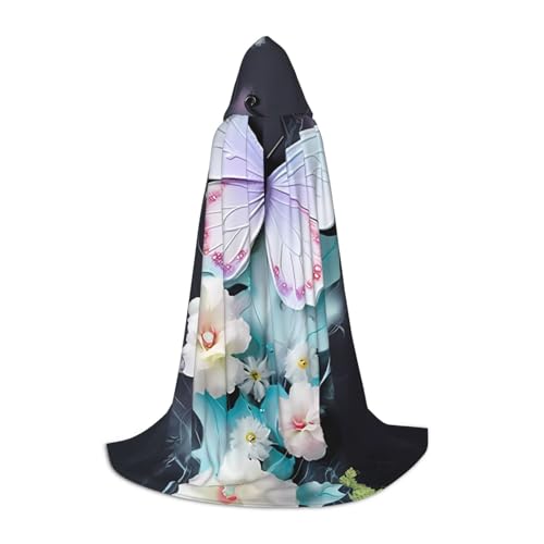 QHZLY 110 cm - 170 cm weißer Schmetterlings-Umhang mit Kapuze, Größe L, für Festival, Cosplay, Maskerade, Bühne und Themenparty QHZLY 110 cm - 170 cm weißer Schmetterlings-Umhang mit Kapuze, Größe L, für Festival, Cosplay, Maskerade, Bühne und Themenparty von QHZLY