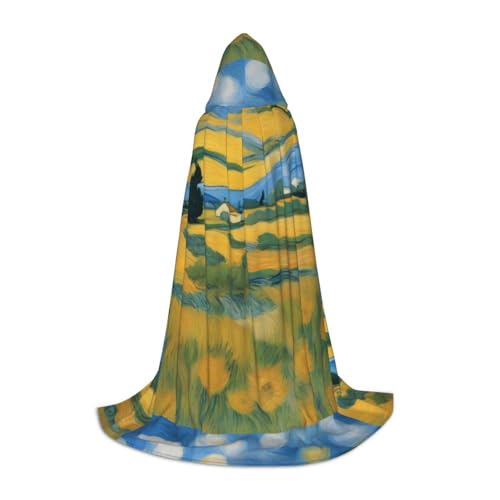 QHZLY A Field Pattern Hooded Cape S For Teens Long Cloak Cosplay Maskerade Stage Costume Comic-Con Carnival Role-Play von QHZLY