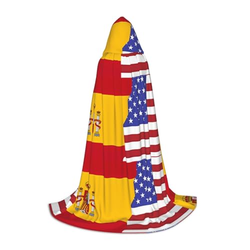 QHZLY Amerikanische Spanien Flagge Kapuzenumhang L für Teenager Langer Umhang Cosplay Maskerade Bühnenkostüm Comic-Con Karneval Rollenspiel von QHZLY