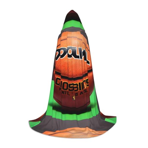 QHZLY Basketball Hintergrund Kapuzenumhang L für Teenager Langer Umhang Cosplay Maskerade Bühnenkostüm Comic-Con Karneval Rollenspiel von QHZLY