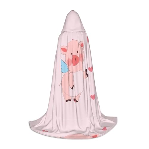 QHZLY Cartoon-Umhang mit fliegendem Schwein, Größe M, für Teenager, langer Umhang, Cosplay, Maskerade, Bühnenkostüm, Comic-Con, Karneval, Rollenspiel von QHZLY