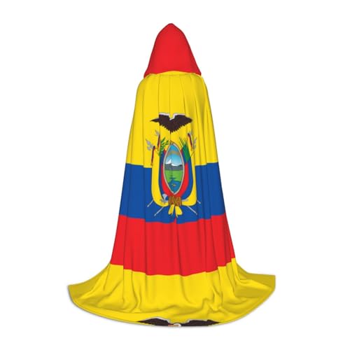 QHZLY Flagge von Ecuador Kapuzenumhang S für Teenager Langer Umhang Cosplay Maskerade Bühnenkostüm Comic-Con Karneval Rollenspiel von QHZLY