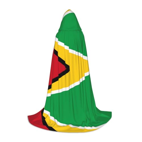 QHZLY Flagge von Guyana Kapuzenumhang S für Jugendliche Langer Umhang Cosplay Maskerade Bühnenkostüm Comic-Con Karneval Rollenspiel von QHZLY