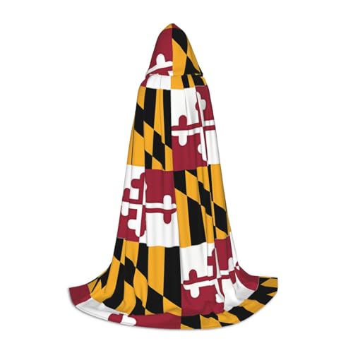 QHZLY Flagge von Maryland Kapuzenumhang S für Jugendliche Langer Umhang Cosplay Maskerade Bühnenkostüm Comic-Con Karneval Rollenspiel von QHZLY