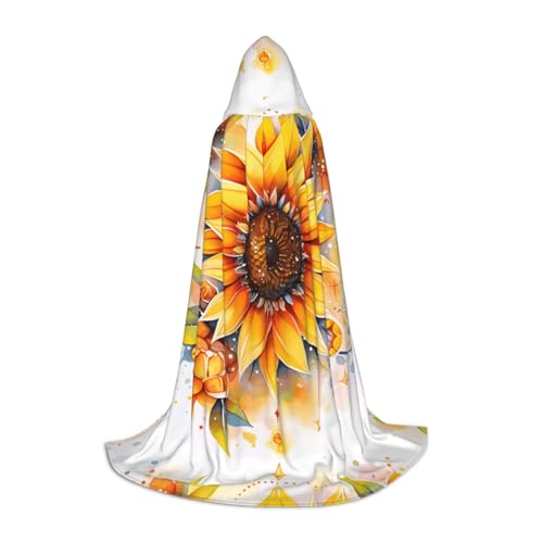 QHZLY Gelbe Sonnenblume in Öl Kapuzenumhang M für Jugendliche Langer Umhang Cosplay Maskerade Bühnenkostüm Comic-Con Karneval Rollenspiel QHZLY Gelbe Sonnenblume in Öl Kapuzenumhang M für Jugendliche Langer Umhang Cosplay Maskerade Bühnenkostüm Comic-Con Karneval Rollenspiel von QHZLY