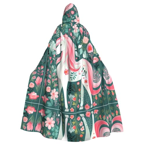 QHZLY Halloween-Einhorn mit rosa Haaren, Kapuzenumhang für Erwachsene, Cosplay-Kostüm für Maskerade, Mottoparty, Bühnenaufführung QHZLY Halloween-Einhorn mit rosa Haaren, Kapuzenumhang für Erwachsene, Cosplay-Kostüm für Maskerade, Mottoparty, Bühnenaufführung von QHZLY