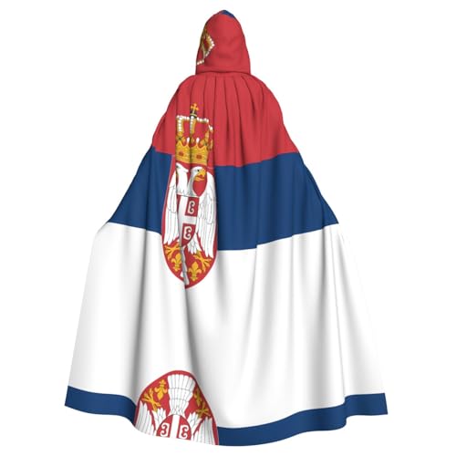 QHZLY Halloween-Flagge Serbiens Kapuzenumhang Erwachsenenkostüm für Maskerade, Mottoparty, Bühnenaufführung von QHZLY