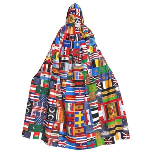 QHZLY Halloween-Kostüm mit verschiedenen Flaggen, Kapuzenumhang, Erwachsenenkostüm für Maskerade, Mottoparty, Bühnenaufführung von QHZLY