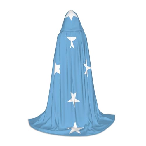 QHZLY Kapuzenumhang mit Flagge von Mikronesien, Größe S, für Festival, Cosplay, Maskerade, Bühne und Themenparty, 110 cm - 170 cm von QHZLY