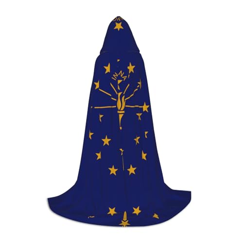QHZLY Kapuzenumhang mit Indiana-Staatsflagge, 110 cm - 170 cm, Größe S für Festival, Cosplay, Maskerade, Bühne und Themenparty QHZLY Kapuzenumhang mit Indiana-Staatsflagge, 110 cm - 170 cm, Größe S für Festival, Cosplay, Maskerade, Bühne und Themenparty von QHZLY