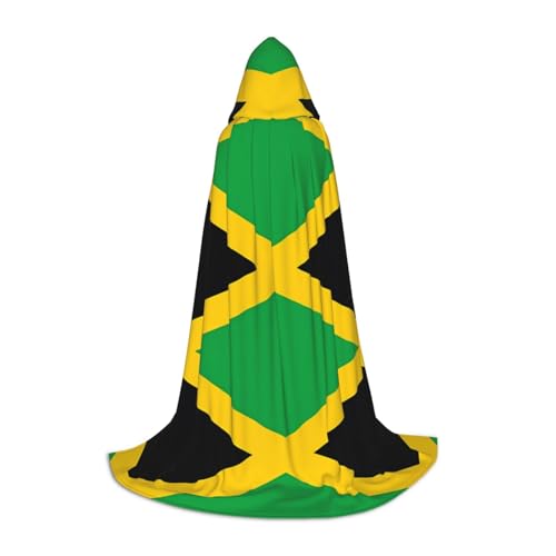 QHZLY Kapuzenumhang mit Jamaika-Flagge, 110 cm - 170 cm, Größe S für Festival, Cosplay, Maskerade, Bühne und Themenparty von QHZLY