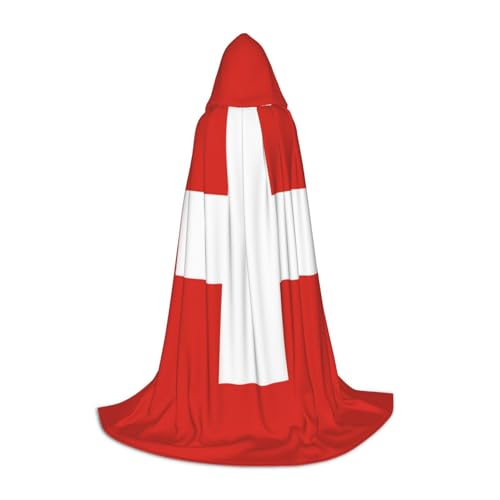 QHZLY Kapuzenumhang mit Schweizer Flagge, Größe L, für Festival, Cosplay, Maskerade, Bühne und Mottoparty, 110 cm - 170 cm von QHZLY