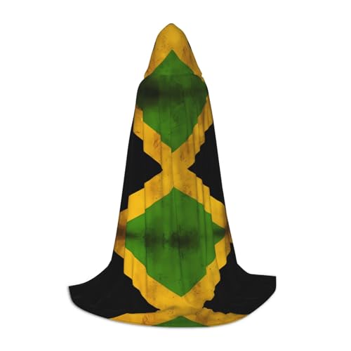 QHZLY Kapuzenumhang mit alter jamaikanischer Flagge, 110 cm - 170 cm, Größe S für Festival, Cosplay, Maskerade, Bühne und Themenparty von QHZLY