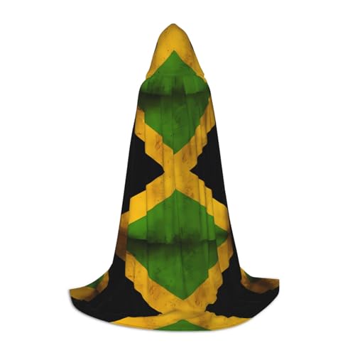 QHZLY Kapuzenumhang mit alter jamaikanischer Flagge, Größe S, für Teenager, langer Umhang, Cosplay, Maskerade, Bühnenkostüm, Comic-Con, Karneval, Rollenspiel von QHZLY