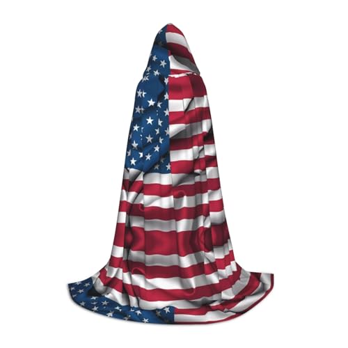 QHZLY Kapuzenumhang mit amerikanischer Flagge, 110 cm - 170 cm, Größe S für Festival, Cosplay, Maskerade, Bühne und Themenparty QHZLY Kapuzenumhang mit amerikanischer Flagge, 110 cm - 170 cm, Größe S für Festival, Cosplay, Maskerade, Bühne und Themenparty von QHZLY