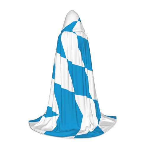 QHZLY Kapuzenumhang mit bayerischer Flagge, Größe S, für Festival, Cosplay, Maskerade, Bühne und Mottoparty, 110 cm - 170 cm von QHZLY