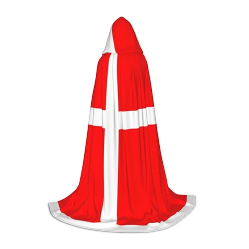 QHZLY Kapuzenumhang mit dänischer Flagge, 110 cm - 170 cm, Größe L für Festival, Cosplay, Maskerade, Bühne und Themenparty QHZLY Kapuzenumhang mit dänischer Flagge, 110 cm - 170 cm, Größe L für Festival, Cosplay, Maskerade, Bühne und Themenparty von QHZLY