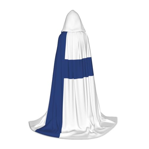 QHZLY Kapuzenumhang mit finnischer Flagge, 110 cm - 170 cm, Größe S für Festival, Cosplay, Maskerade, Bühne und Themenparty QHZLY Kapuzenumhang mit finnischer Flagge, 110 cm - 170 cm, Größe S für Festival, Cosplay, Maskerade, Bühne und Themenparty von QHZLY