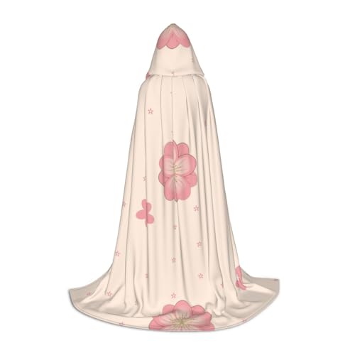 QHZLY Little Pink Cherry Blossoms Kapuzenumhang S für Teenager Langer Umhang Cosplay Maskerade Bühnenkostüm Comic-Con Karneval Rollenspiel von QHZLY