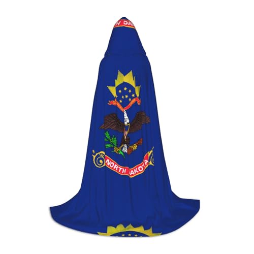 QHZLY North Dakota Staatsflagge Kapuzenumhang M für Jugendliche Langer Umhang Cosplay Maskerade Bühnenkostüm Comic-Con Karneval Rollenspiel von QHZLY