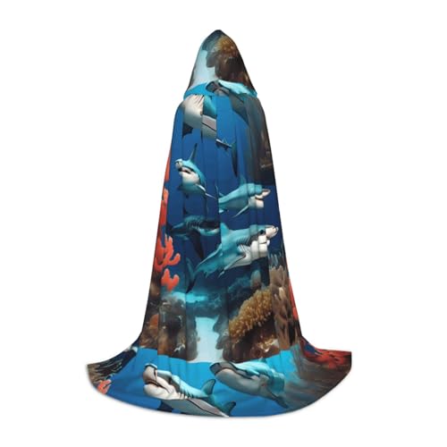 QHZLY U-Boot Hai Koralle Kapuzenumhang M für Jugendliche Langer Umhang Cosplay Maskerade Bühnenkostüm Comic-Con Karneval Rollenspiel von QHZLY