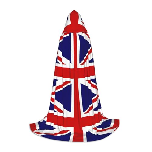 QHZLY Umhang mit Kapuze und UK-Flagge, M für Teenager, langer Umhang, Cosplay, Maskerade, Bühnenkostüm, Comic-Con, Karneval, Rollenspiel von QHZLY