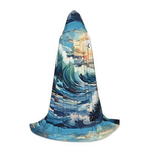 QHZLY Wave Segelboot Möwe Kapuzenumhang M für Jugendliche Langer Umhang Cosplay Maskerade Bühnenkostüm Comic-Con Karneval Rollenspiel von QHZLY