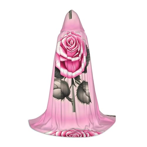 QHZLY Wunderschöner rosa Rosen Kapuzenumhang S für Teenager langer Umhang Cosplay Maskerade Bühnenkostüm Comic-Con Karneval Rollenspiel von QHZLY