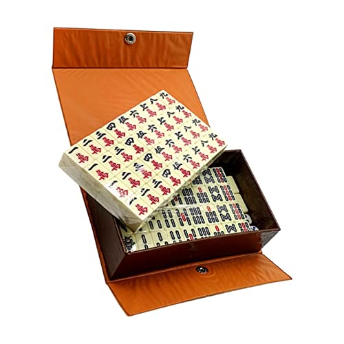 QIANGT Mini-Set for chinesisches Mahjong-Spiel, 144 Blatt, Klassische Spielsteine, mit Aufbewahrungsbox for Reisen, Partys von QIANGT