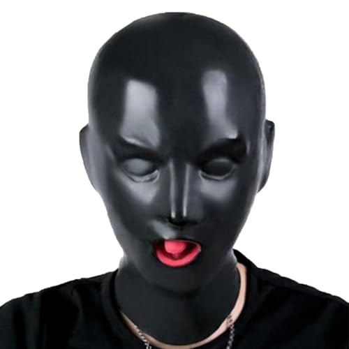 QIANGYTHENKO 100% Naturlatex-Maske für Damen, schwere Gummi-Kapuze, gefüttert mit roter Mundscheide, Zunge und Nasenschlauch, Loli-Verkleidung, Vollkopfmaske QIANGYTHENKO 100% Naturlatex-Maske für Damen, schwere Gummi-Kapuze, gefüttert mit roter Mundscheide, Zunge und Nasenschlauch, Loli-Verkleidung, Vollkopfmaske von QIANGYTHENKO