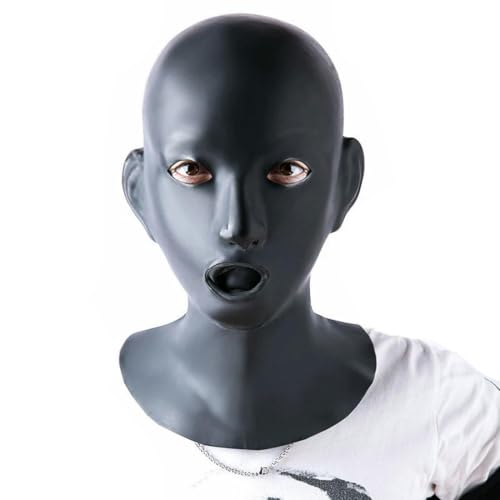QIANGYTHENKO 100% Naturlatex-Maske für Damen, schwere Gummi-Kapuze, gefüttert mit roter Mundscheide, Zunge und Nasenschlauch, Loli-Verkleidung, Vollkopfmaske QIANGYTHENKO 100% Naturlatex-Maske für Damen, schwere Gummi-Kapuze, gefüttert mit roter Mundscheide, Zunge und Nasenschlauch, Loli-Verkleidung, Vollkopfmaske von QIANGYTHENKO