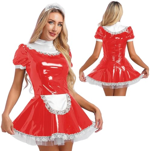 QIANGYTHENKO Damen-Kostüm für Diener, Cosplay, französisches Dienstmädchen-Kostüm mit Schürze, Kragen, Puffärmel, Rüschen, Spitze, Lolita, Sissy, Dienstmädchenkleid QIANGYTHENKO Damen-Kostüm für Diener, Cosplay, französisches Dienstmädchen-Kostüm mit Schürze, Kragen, Puffärmel, Rüschen, Spitze, Lolita, Sissy, Dienstmädchenkleid von QIANGYTHENKO