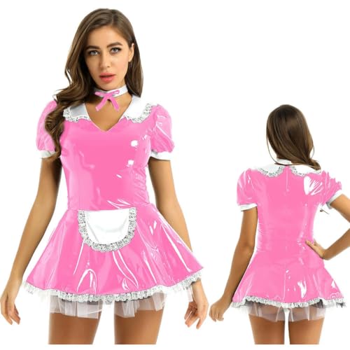 QIANGYTHENKO Damen-Kostüm für Diener, Cosplay, französisches Dienstmädchen-Kostüm mit Schürze, Kragen, Puffärmel, Rüschen, Spitze, Lolita, Sissy, Dienstmädchenkleid QIANGYTHENKO Damen-Kostüm für Diener, Cosplay, französisches Dienstmädchen-Kostüm mit Schürze, Kragen, Puffärmel, Rüschen, Spitze, Lolita, Sissy, Dienstmädchenkleid von QIANGYTHENKO