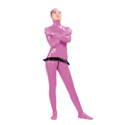 QIANGYTHENKO Handgefertigte PVC-Damenhose, langärmelig, volle Fußhose, schmale Passform, Catsuits, Reißverschluss, Rüschen, Jumpsuits, Party, Clubwear, Größe S-7XL, rose, 38 QIANGYTHENKO Handgefertigte PVC-Damenhose, langärmelig, volle Fußhose, schmale Passform, Catsuits, Reißverschluss, Rüschen, Jumpsuits, Party, Clubwear, Größe S-7XL, rose, 38 von QIANGYTHENKO