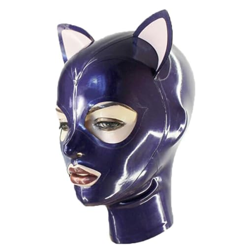 QIANGYTHENKO Schwarze Kapuze aus 100 % Naturlatex mit Katzenohren, Reißverschluss hinten, offene Augen, Mund, Latexmaske, Cosplay, Club, Kostüm QIANGYTHENKO Schwarze Kapuze aus 100 % Naturlatex mit Katzenohren, Reißverschluss hinten, offene Augen, Mund, Latexmaske, Cosplay, Club, Kostüm von QIANGYTHENKO