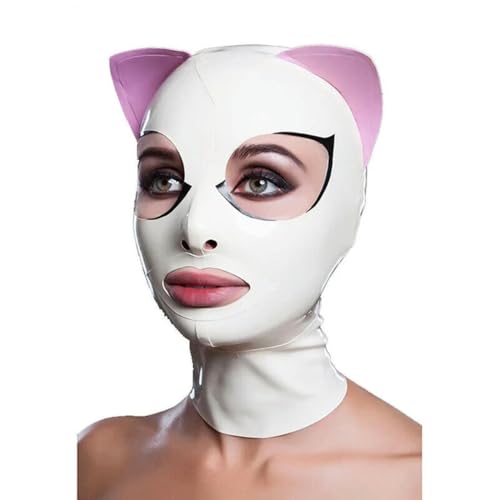 QIANGYTHENKO Schwarze Kapuze aus 100 % Naturlatex mit Katzenohren, Reißverschluss hinten, offene Augen, Mund, Latexmaske, Cosplay, Club, Kostüm QIANGYTHENKO Schwarze Kapuze aus 100 % Naturlatex mit Katzenohren, Reißverschluss hinten, offene Augen, Mund, Latexmaske, Cosplay, Club, Kostüm von QIANGYTHENKO