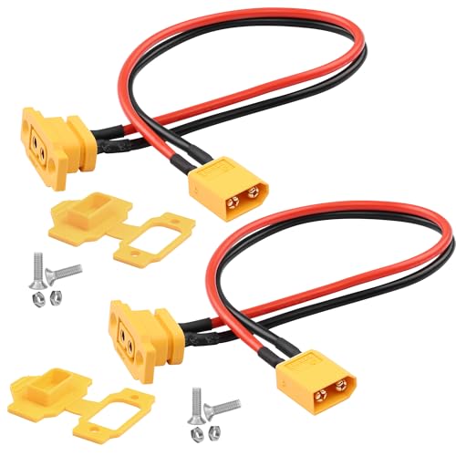 QIANRENON 14AWG 25A XT60 Li Batterie Anschluss Feste Montage Kabel Vergoldete XT60E-F Buchse auf XT60 Stecker Bulkhead Montage Extender Kabel, Staubschutzhülle, für RC Modelle Drohnen, 30cm, 2Pcs QIANRENON 14AWG 25A XT60 Li Batterie Anschluss Feste Montage Kabel Vergoldete XT60E-F Buchse auf XT60 Stecker Bulkhead Montage Extender Kabel, Staubschutzhülle, für RC Modelle Drohnen, 30cm, 2Pcs von QIANRENON